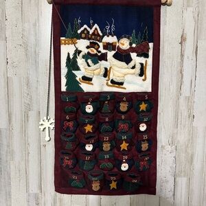 Countdown to Christmas Felt Advent Wall Calendar 28" Snowmen Santa